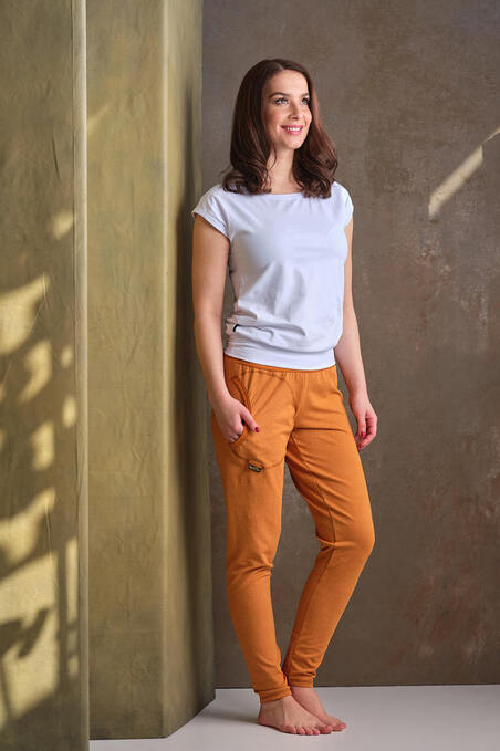 Kalhoty dlouhé hořčicová jeans 1