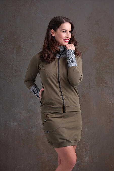 Hoodie Zipper Olive Green and Gray/Black Neuron