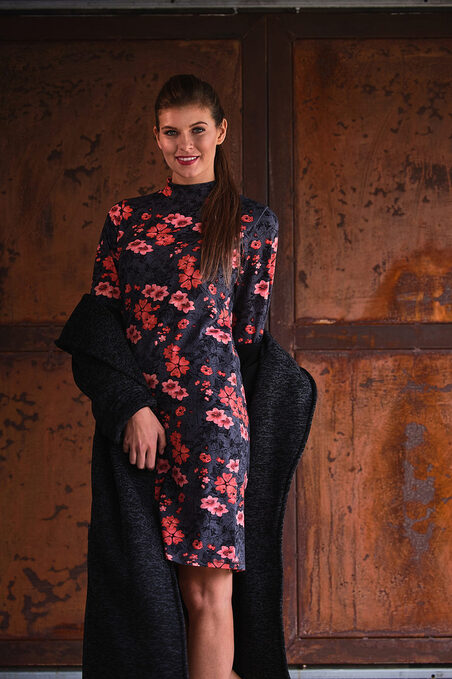 Dress Island Black and Salmon Flowers