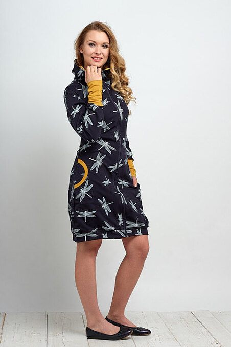 Coat Blue/White Dragonfly and Mustard