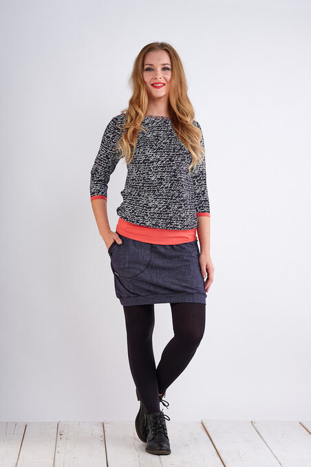 Boat 3/4 Sleeve Blue/White Letters and Salmon-SLEVA