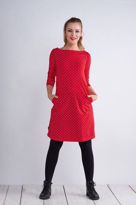 Dress Madeira Red/White Mini Dots - SLEVA