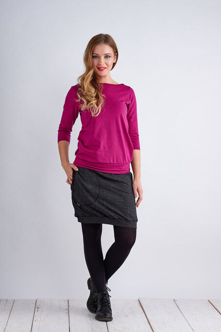 Tucked 3/4 Sleeve Fuchsia