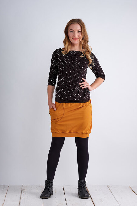 T-shirt 3/4 Sleeve Black/White Mini Dots