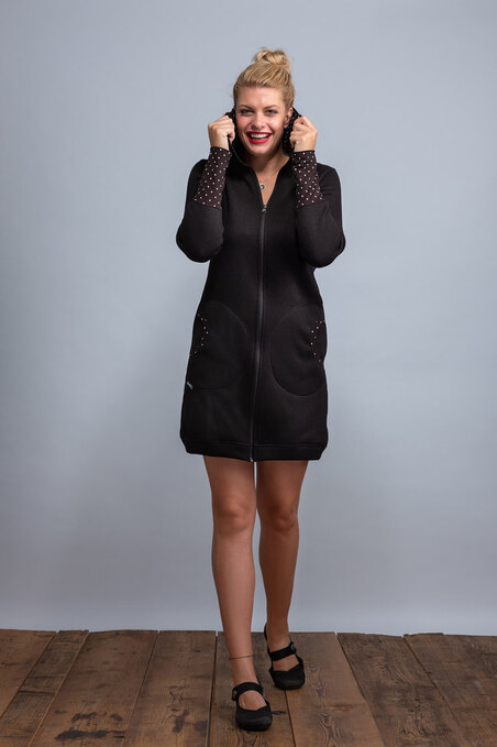 Coat Softshell Black and Black/White Dots