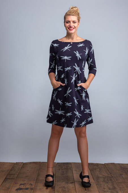 Dress Madeira Dark Blue/White Dragonfly