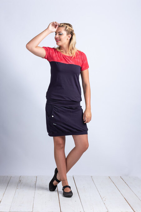 Saddle Short Blue/Red Jeans Roses