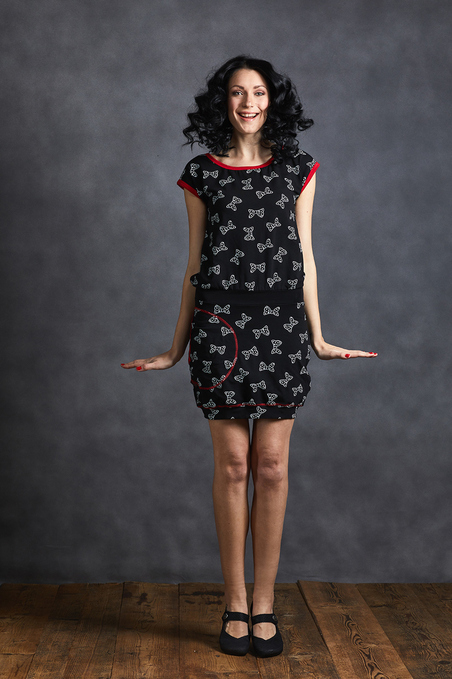 Dress Black/White Bow and Red-SLEVA