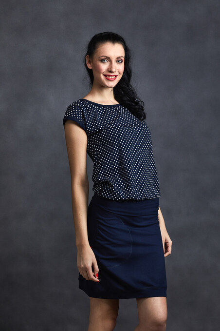 T-shirt Dark Blue/White Mini Dots