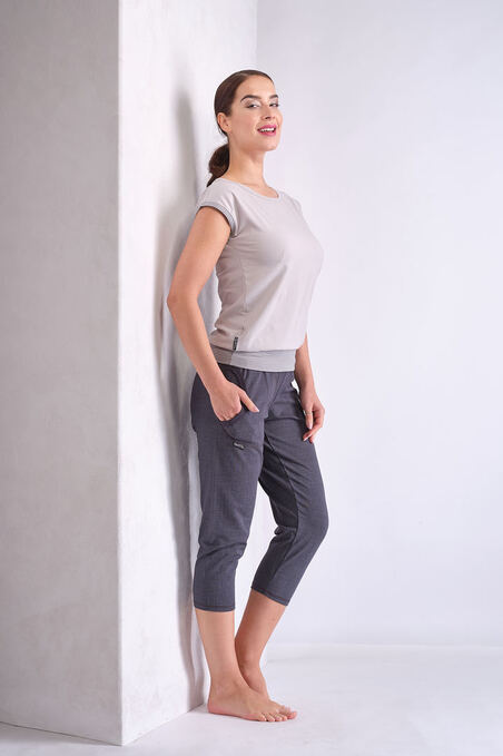 Kalhoty 3/4 šedá jeans 1