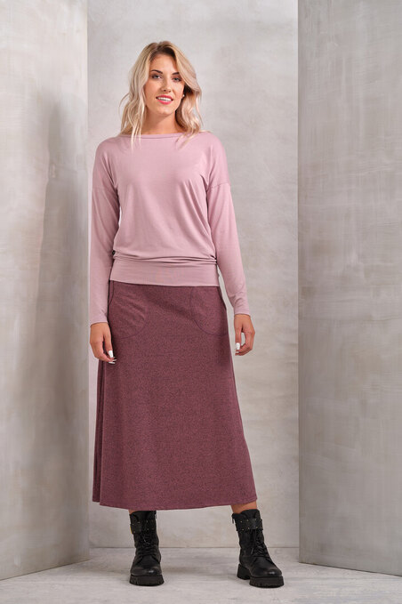 Dlouhá svetrová sukně Ithaka starorůžová