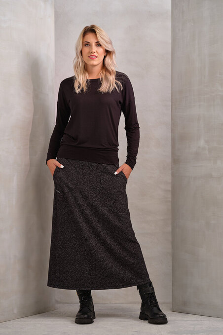 Dlouhá svetrová sukně Ithaka černo/šedá