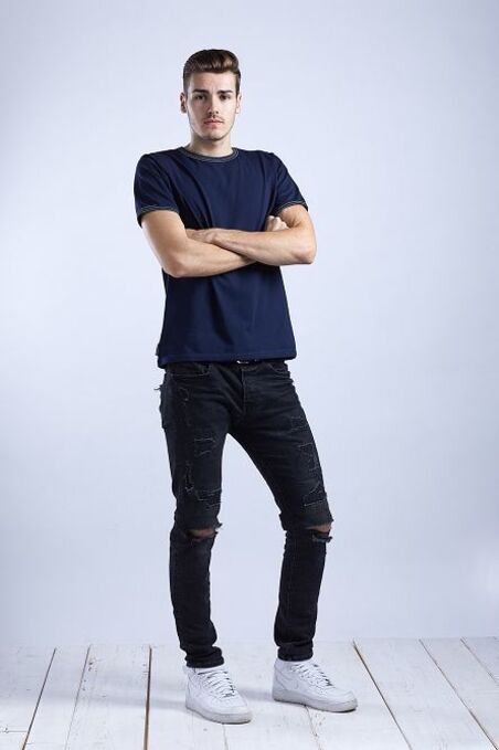 Men's T-Shirt Dark Blue and Stripes