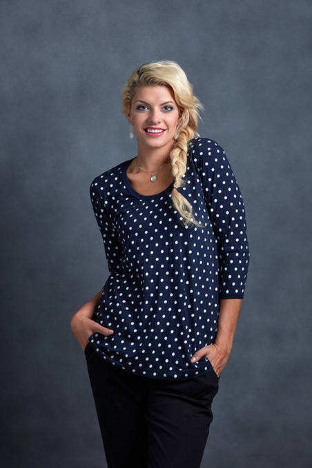 Blouse Blue/White Dots