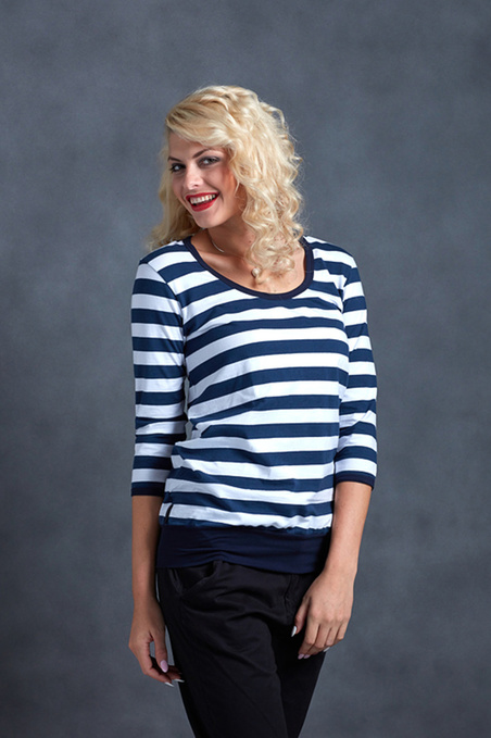 Tucked Sleeve Blue/White Stripes