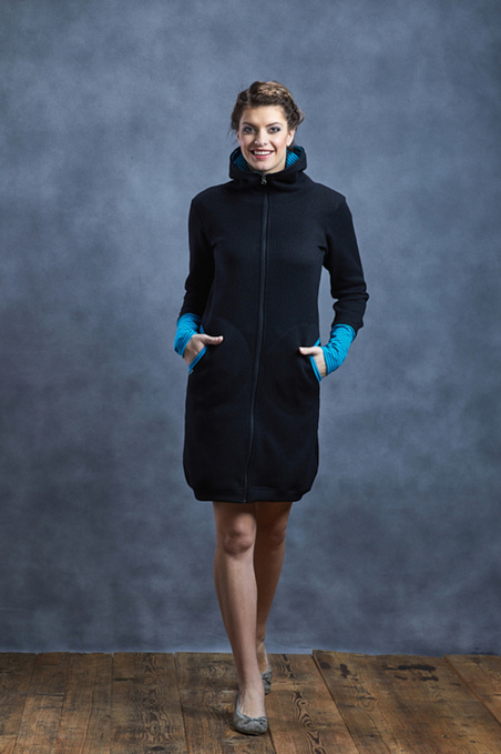 Coat Black and Turquoise Stripes