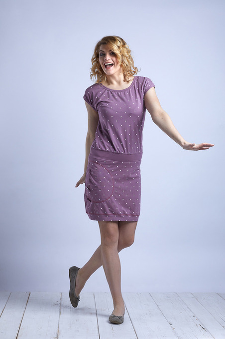 Dress Old Rose/White Big Dots-SLEVA