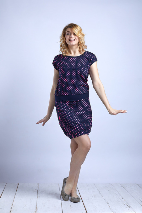 Dress Dark Blue/Pink Dots
