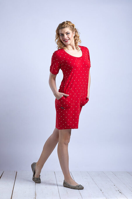 Dress Ibiza Red/White Big Dots