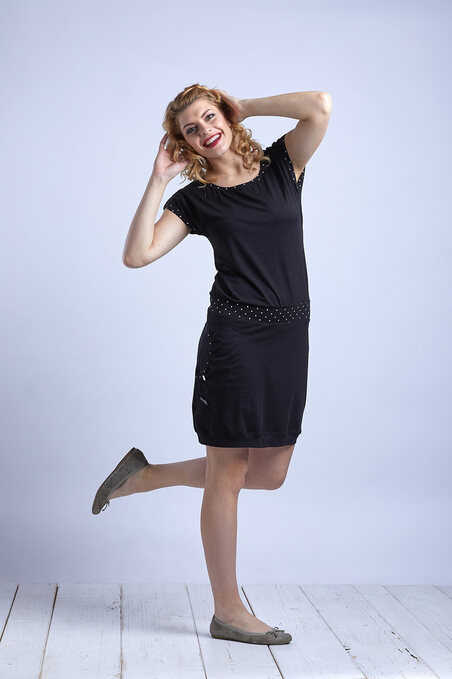 Dress Black and Black/White Mini Dots-SLEVA