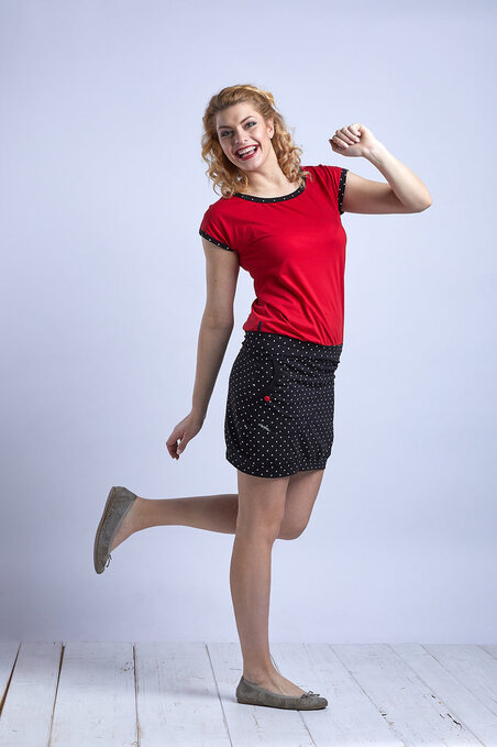 Tucked Red and Black/White Mini Dots