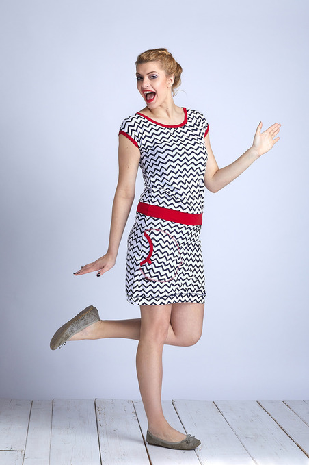 Dress Blue/White Cik Cak and Red