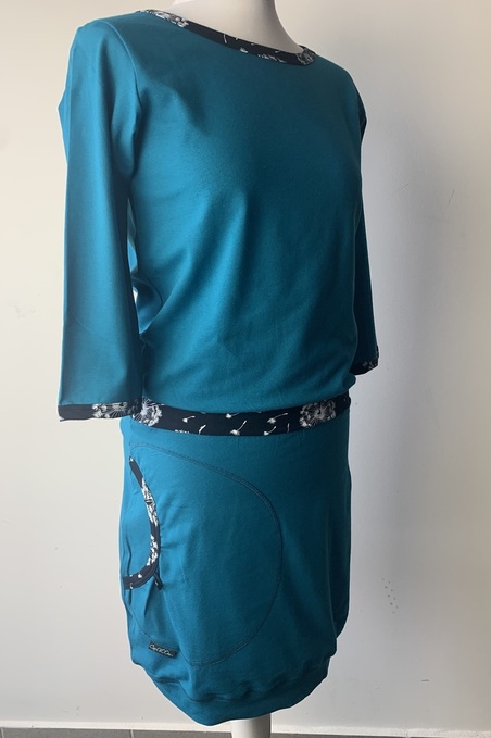 Šaty Carrie petrolejové s modrými pampeliškami
